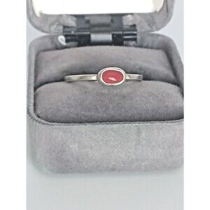SHUBE red coral ring Sterling silver signed Size 8